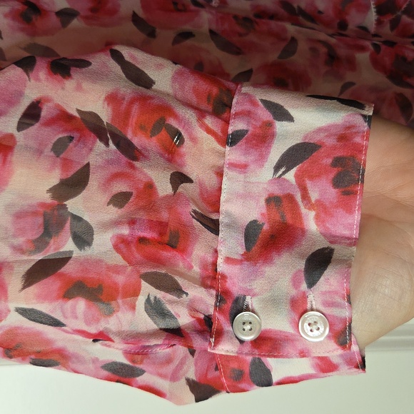 Kate Spade Roses Ruffle Silk Top In Size 2. - Picture 12 of 16